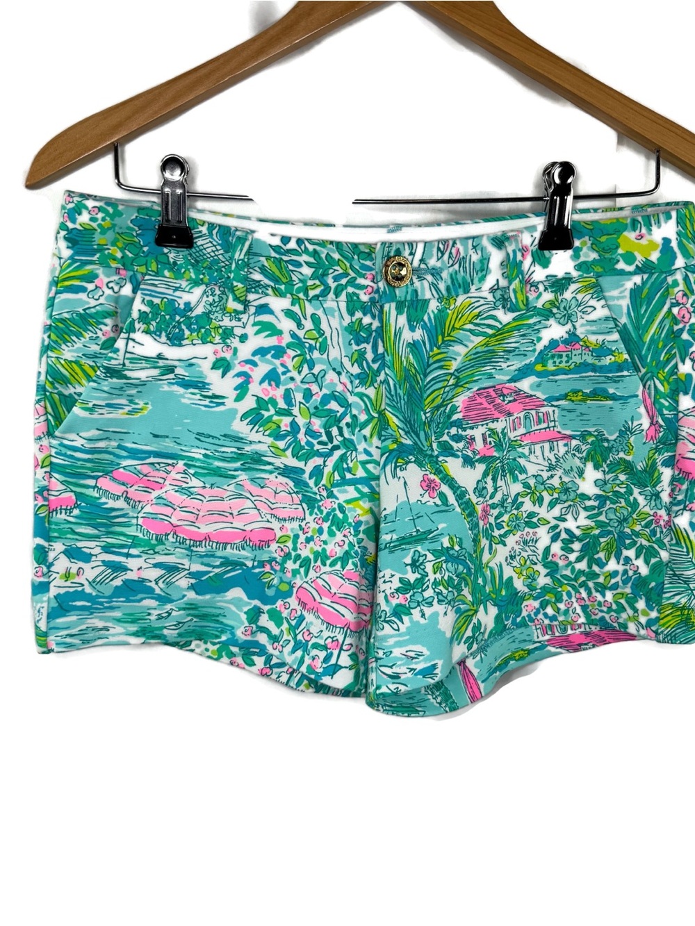 Lilly Pulitzer Callahan Knit Stretch Gustavia Sunshine City Tropical Print SZ 2
